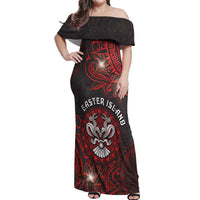 Personalised Easter Island Off Shoulder Maxi Dress Hibiscus Polynesian Tribal Pattern