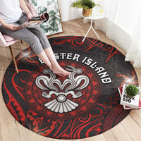 Easter Island Round Carpet Hibiscus Polynesian Tribal Pattern