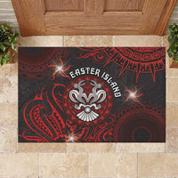 Easter Island Rubber Doormat Hibiscus Polynesian Tribal Pattern