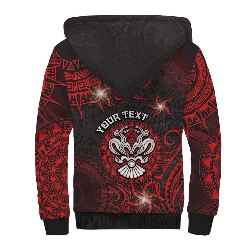 Personalised Easter Island Sherpa Hoodie Hibiscus Polynesian Tribal Pattern