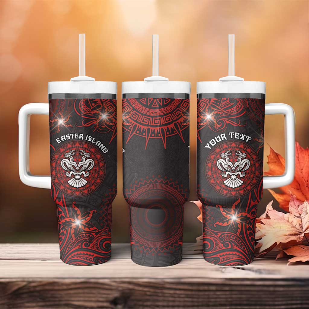 Personalised Easter Island Tumbler With Handle Hibiscus Polynesian Tribal Pattern