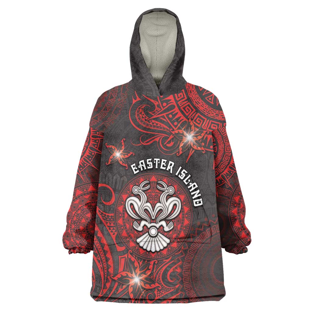 Personalised Easter Island Wearable Blanket Hoodie Hibiscus Polynesian Tribal Pattern