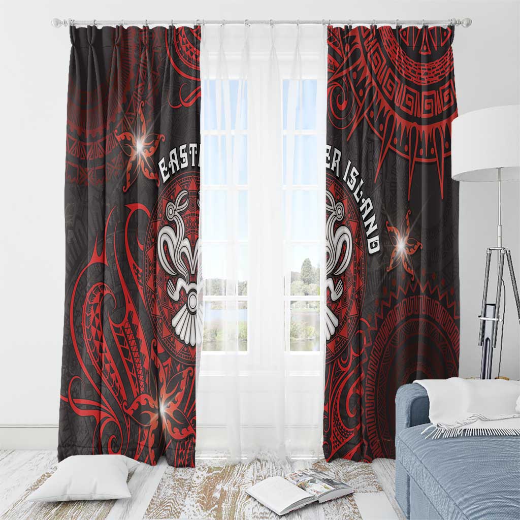 Easter Island Window Curtain Hibiscus Polynesian Tribal Pattern