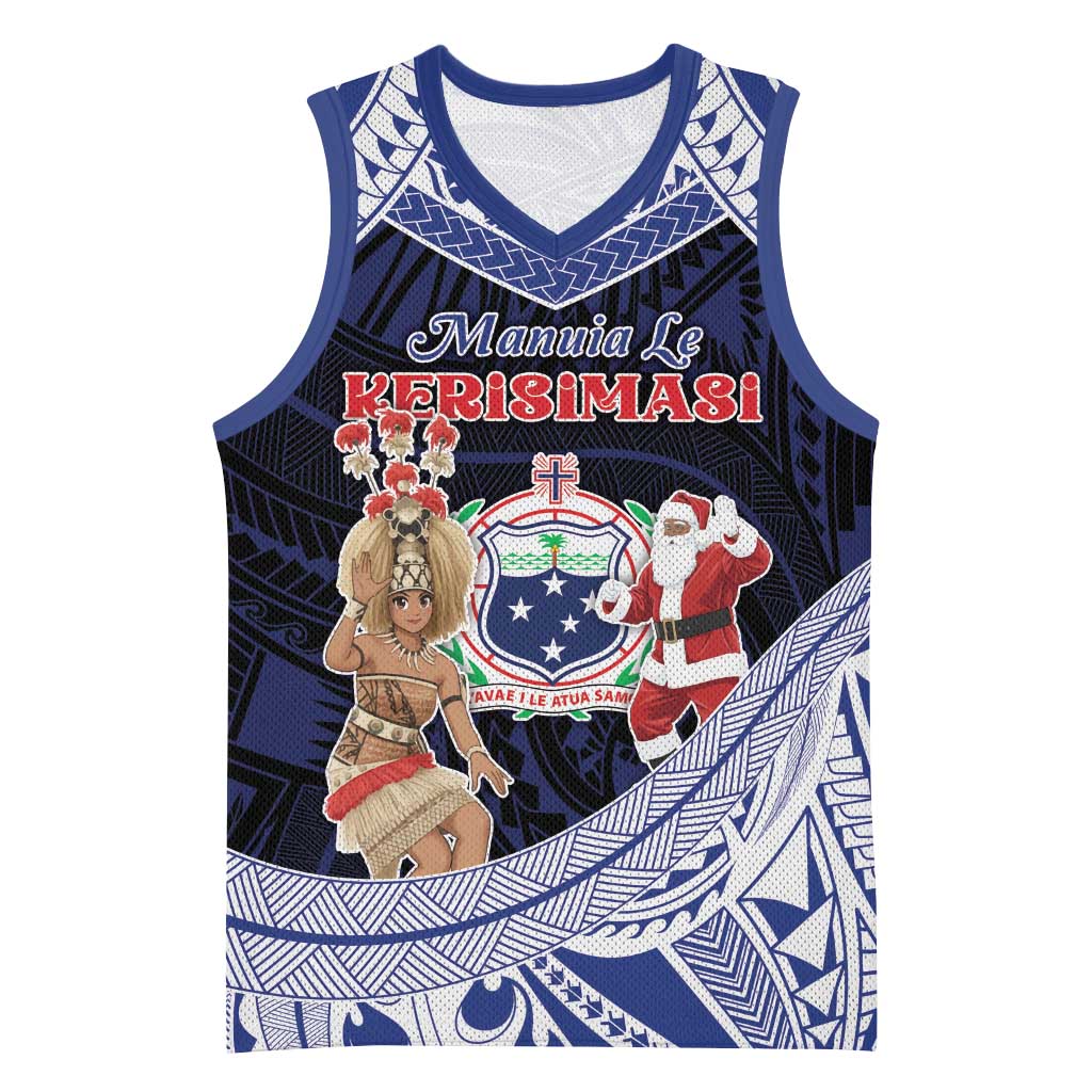 Samoa Christmas Basketball Jersey Samoan Siva Dance With Santa - Polynesian Pride