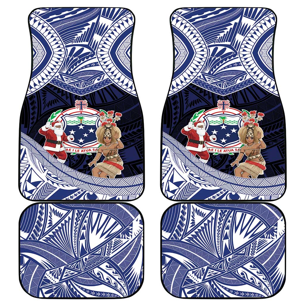 Samoa Christmas Car Mats Samoan Siva Dance With Santa - Polynesian Pride