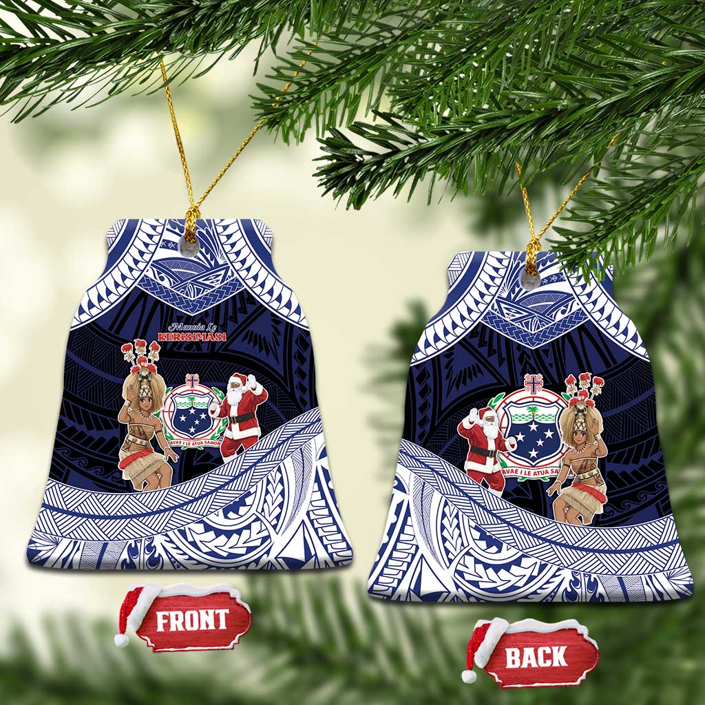 Samoa Christmas Ceramic Ornament Samoan Siva Dance With Santa - Polynesian Pride