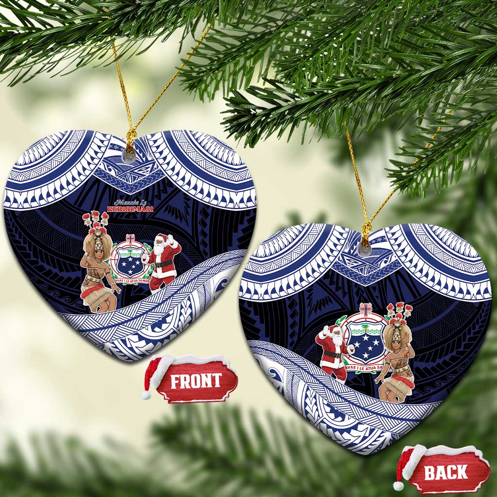 Samoa Christmas Ceramic Ornament Samoan Siva Dance With Santa - Polynesian Pride