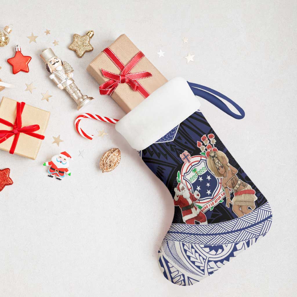 Samoa Christmas Stocking Samoan Siva Dance With Santa - Polynesian Pride