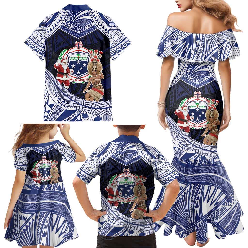 Samoa Christmas Family Matching Mermaid Dress and Hawaiian Shirt Samoan Siva Dance With Santa DT05 - Polynesian Pride