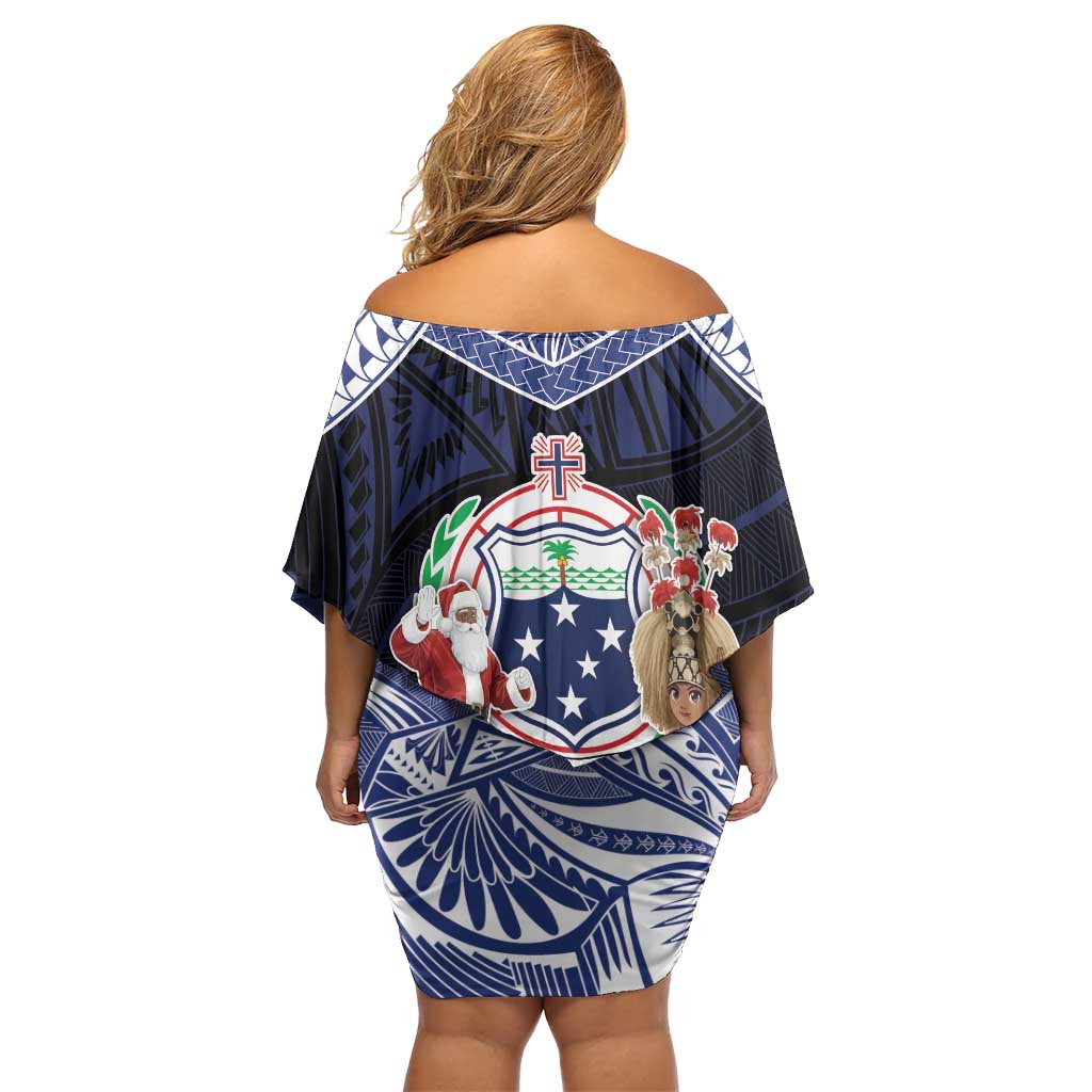 Samoa Christmas Family Matching Off Shoulder Short Dress and Hawaiian Shirt Samoan Siva Dance With Santa DT05 - Polynesian Pride