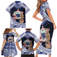 Samoa Christmas Family Matching Short Sleeve Bodycon Dress and Hawaiian Shirt Samoan Siva Dance With Santa DT05 - Polynesian Pride