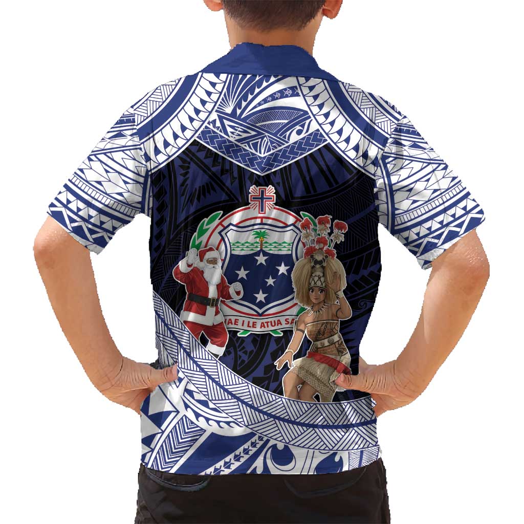 Samoa Christmas Family Matching Summer Maxi Dress and Hawaiian Shirt Samoan Siva Dance With Santa DT05 - Polynesian Pride