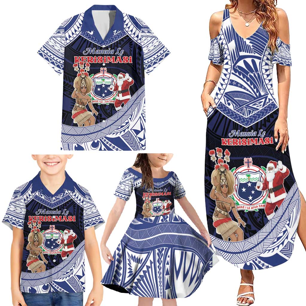 Samoa Christmas Family Matching Summer Maxi Dress and Hawaiian Shirt Samoan Siva Dance With Santa DT05 - Polynesian Pride