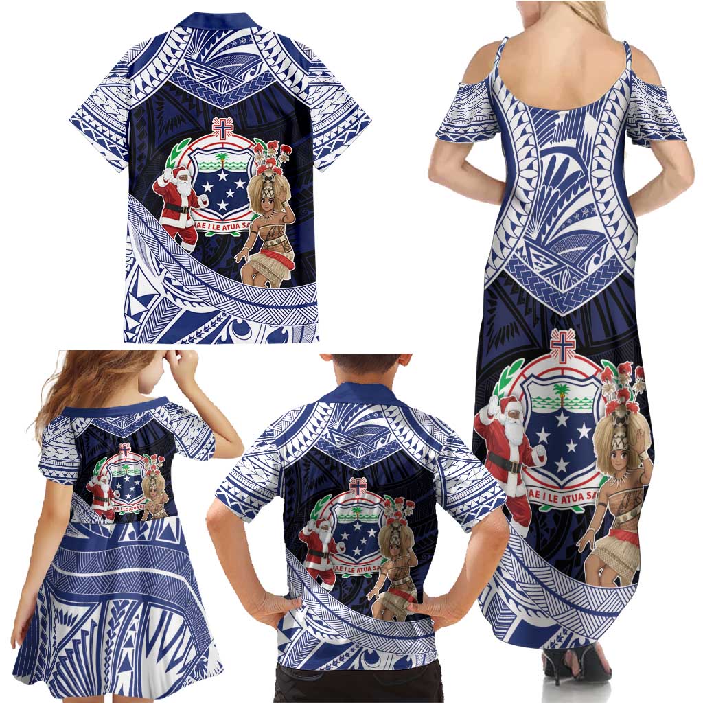 Samoa Christmas Family Matching Summer Maxi Dress and Hawaiian Shirt Samoan Siva Dance With Santa DT05 - Polynesian Pride