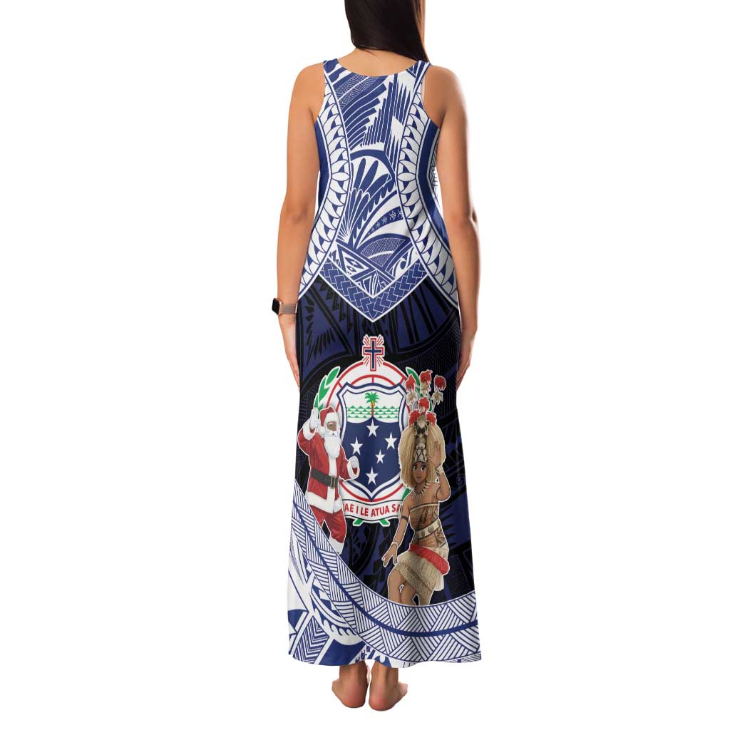 Samoa Christmas Family Matching Tank Maxi Dress and Hawaiian Shirt Samoan Siva Dance With Santa DT05 - Polynesian Pride