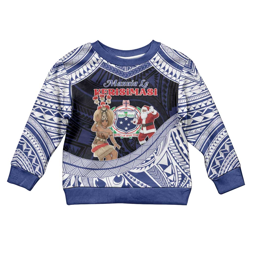 Samoa Christmas Kid Ugly Christmas Sweater Samoan Siva Dance With Santa - Polynesian Pride