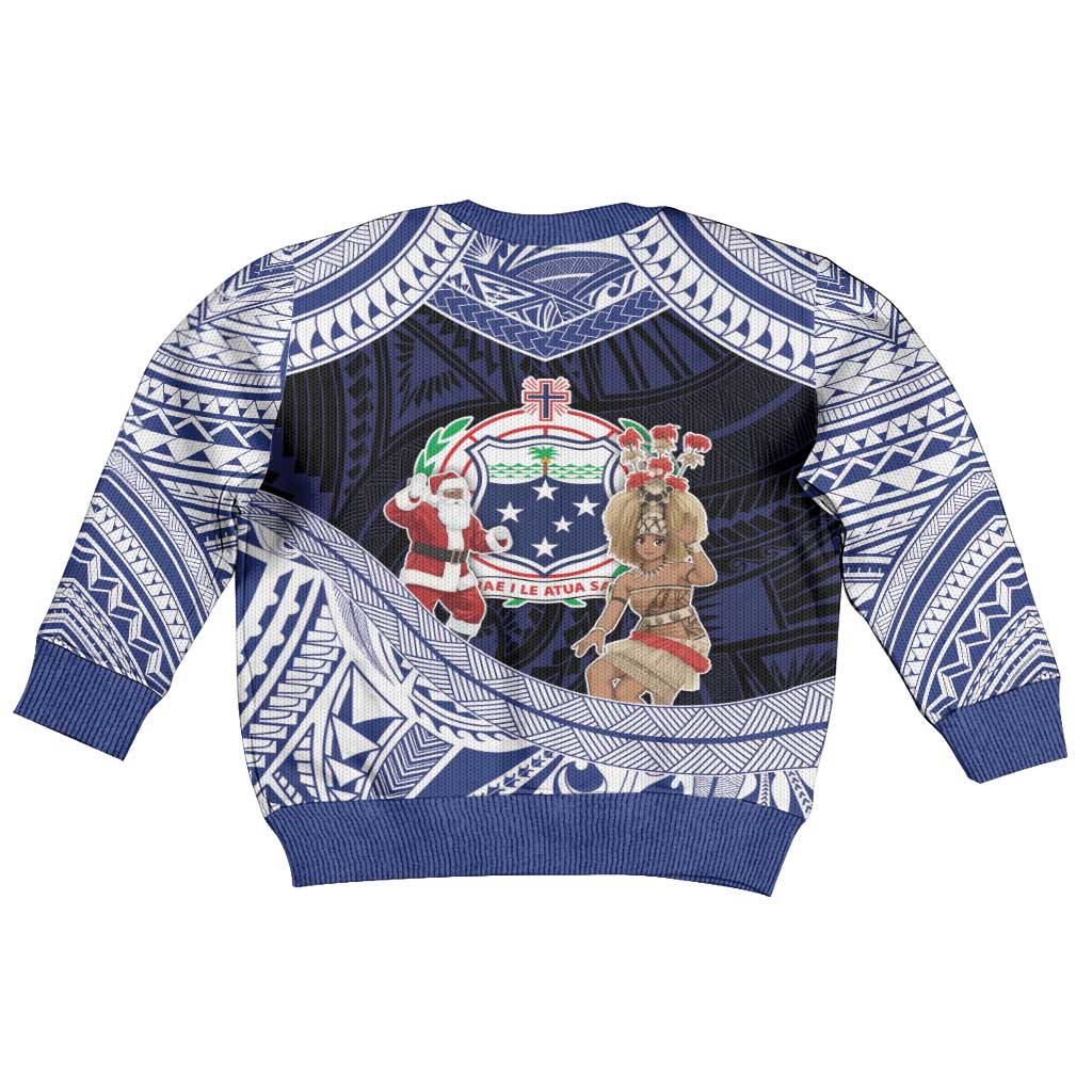 Samoa Christmas Kid Ugly Christmas Sweater Samoan Siva Dance With Santa - Polynesian Pride