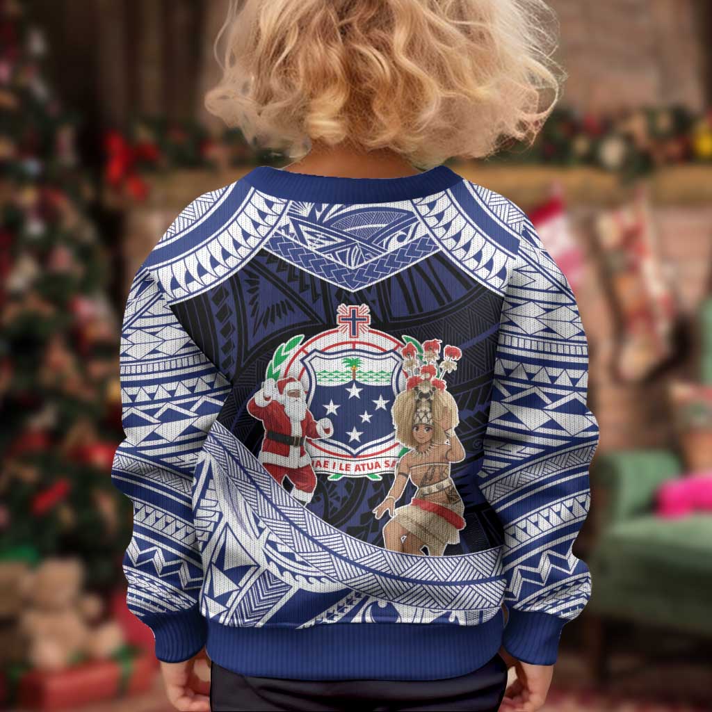 Samoa Christmas Kid Ugly Christmas Sweater Samoan Siva Dance With Santa - Polynesian Pride