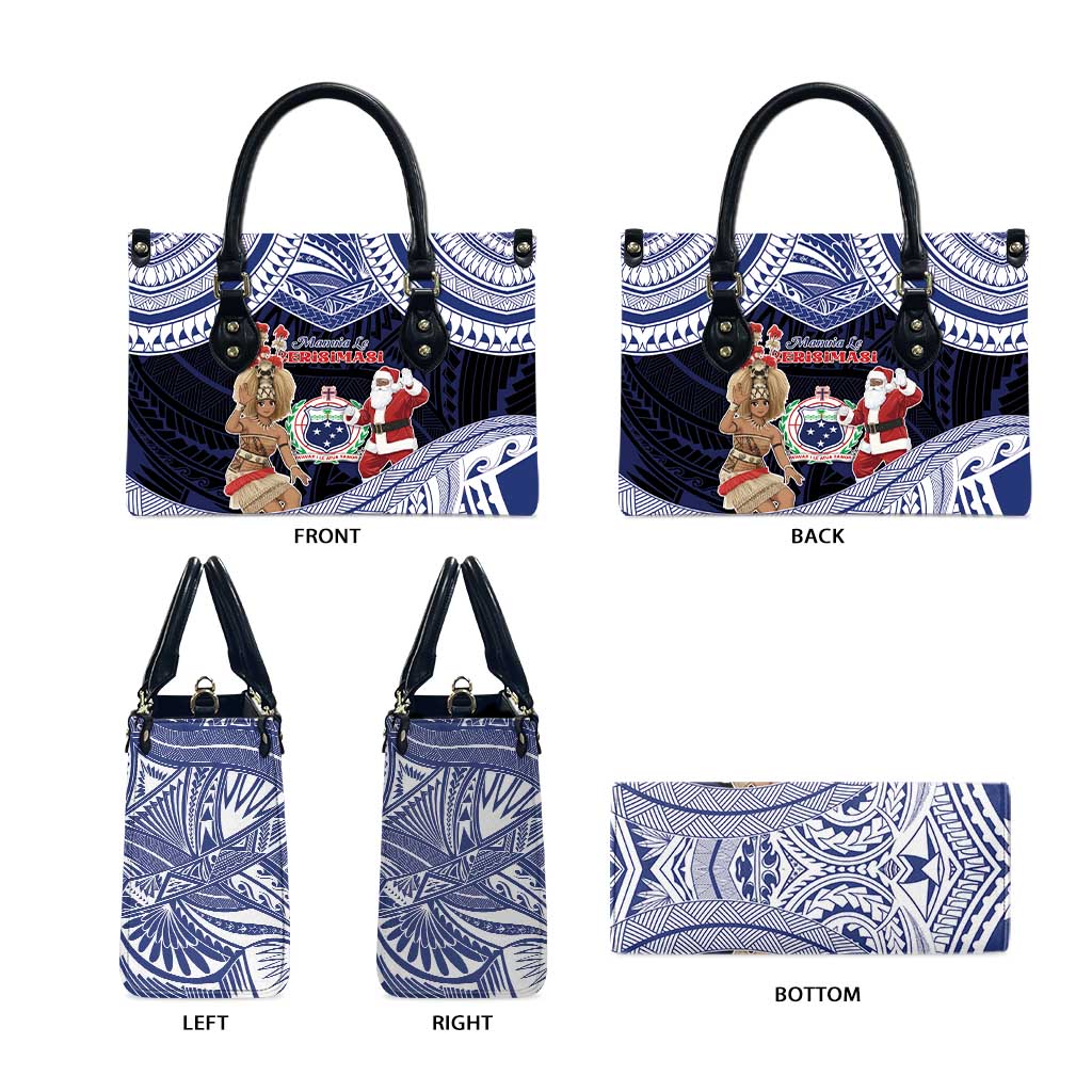 Samoa Christmas Leather Bag Samoan Siva Dance With Santa - Polynesian Pride