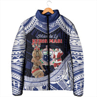 Samoa Christmas Padded Jacket Samoan Siva Dance With Santa - Polynesian Pride