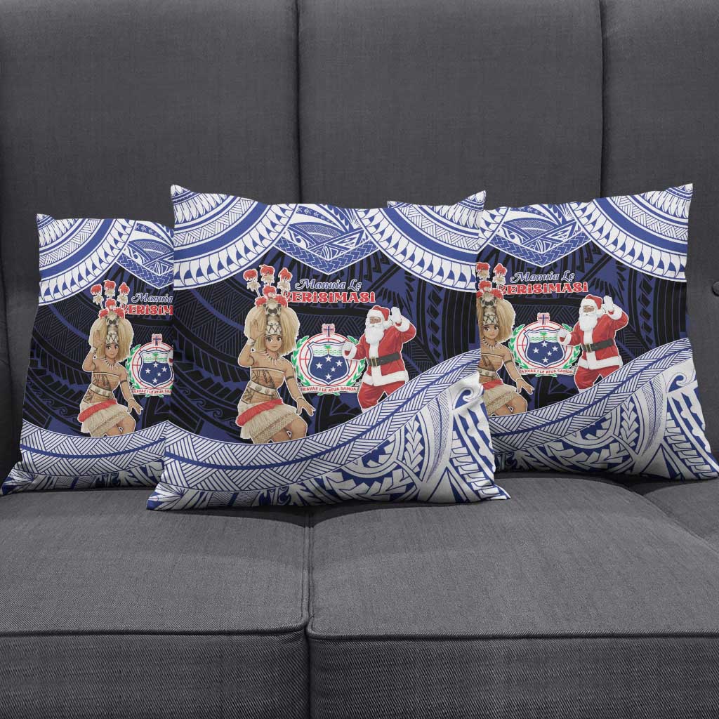 Samoa Christmas Pillow Cover Samoan Siva Dance With Santa - Polynesian Pride
