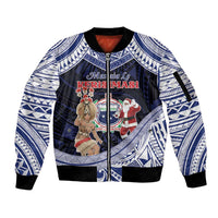 Samoa Christmas Sleeve Zip Bomber Jacket Samoan Siva Dance With Santa - Polynesian Pride