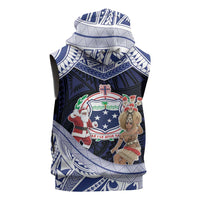Samoa Christmas Sleeveless Zip Hoodie Samoan Siva Dance With Santa - Polynesian Pride