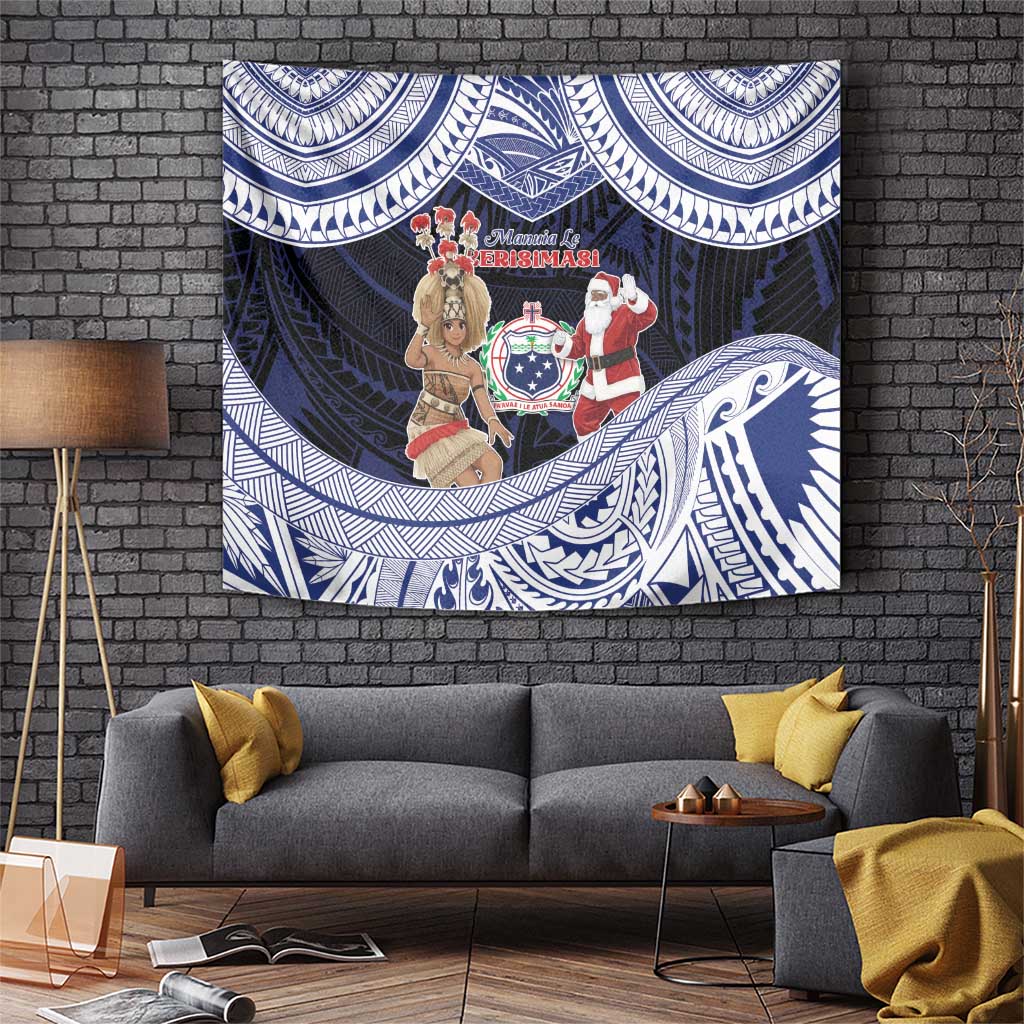 Samoa Christmas Tapestry Samoan Siva Dance With Santa - Polynesian Pride
