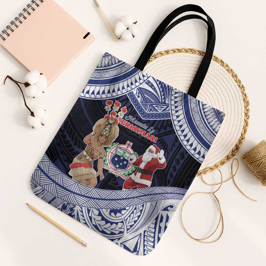 Samoa Christmas Tote Bag Samoan Siva Dance With Santa - Polynesian Pride