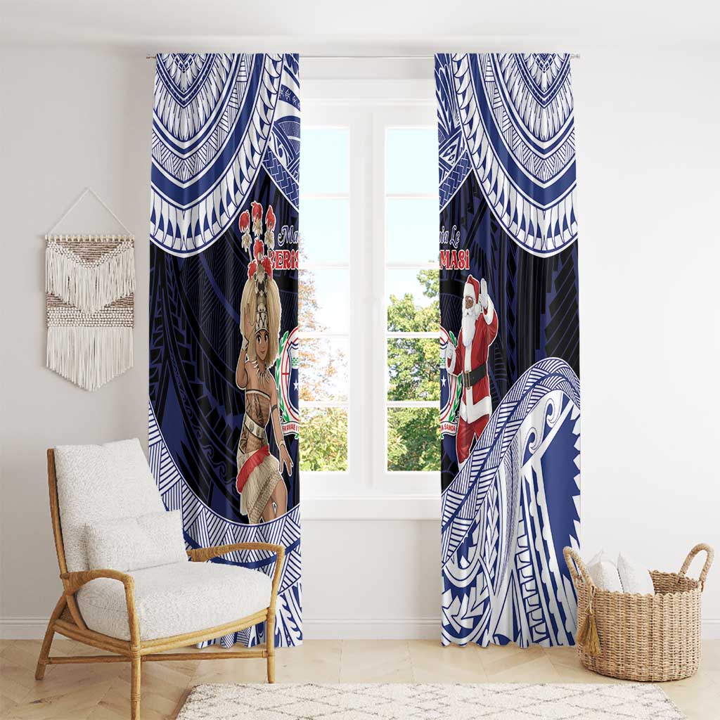 Samoa Christmas Window Curtain Samoan Siva Dance With Santa - Polynesian Pride