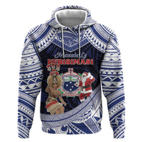 Samoa Christmas Zip Hoodie Samoan Siva Dance With Santa - Polynesian Pride