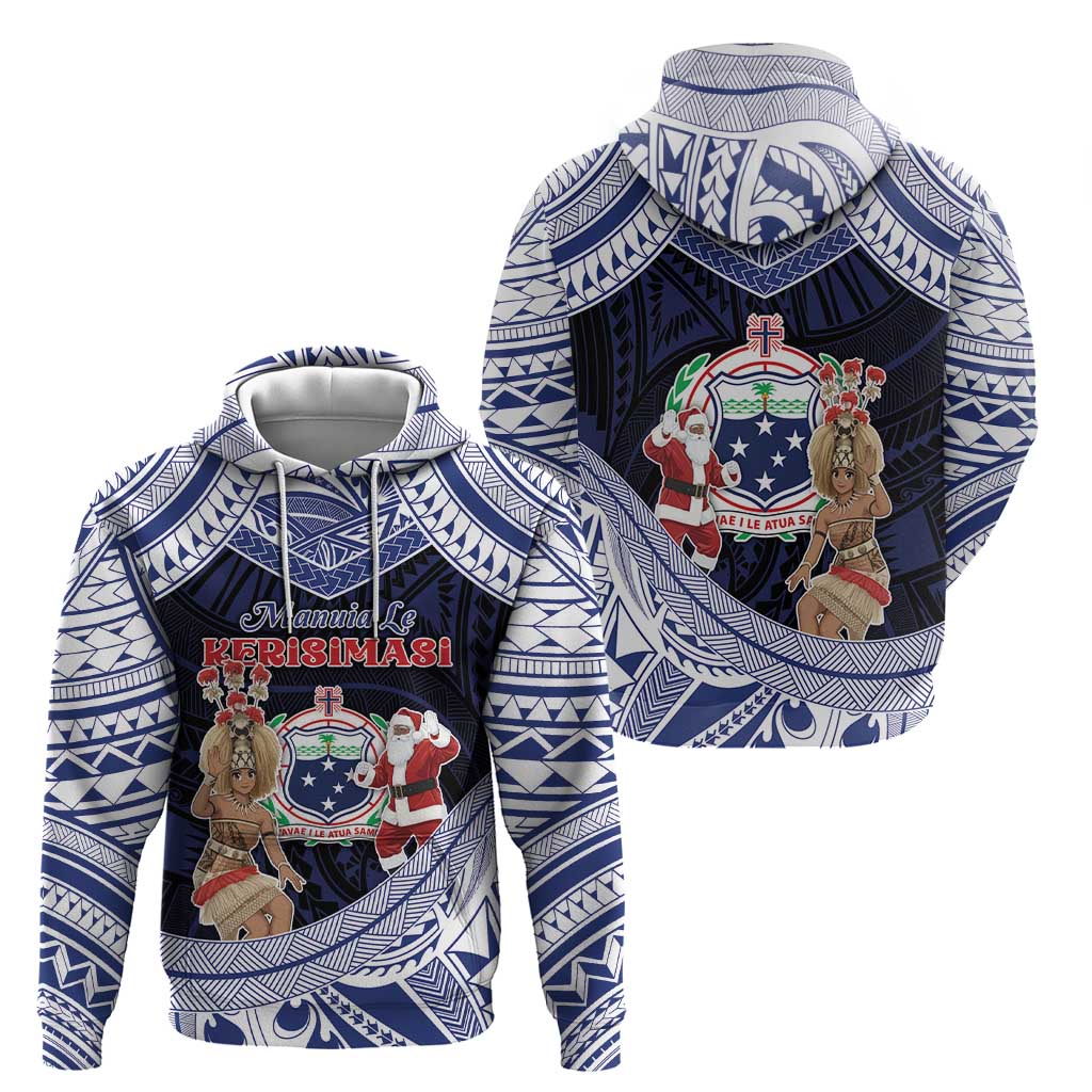 Samoa Christmas Zip Hoodie Samoan Siva Dance With Santa - Polynesian Pride