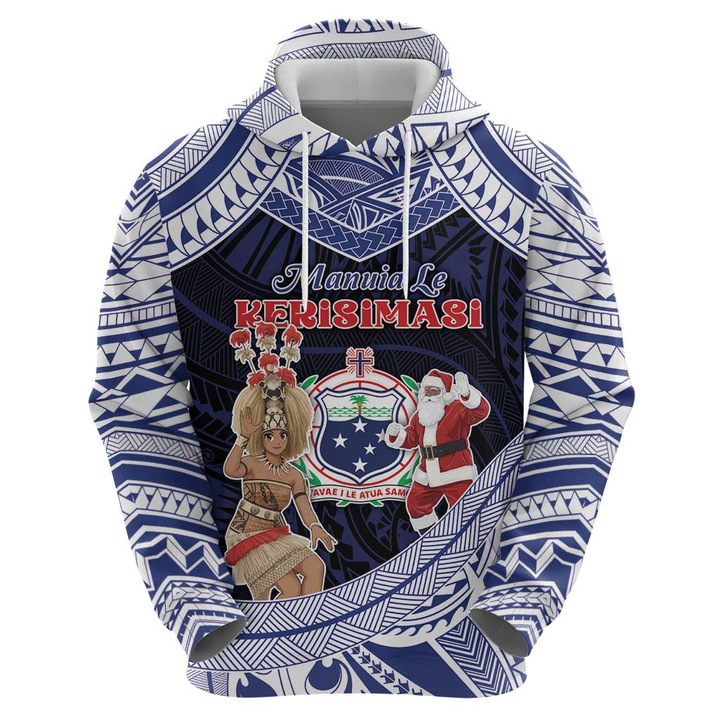 Samoa Christmas Zip Hoodie Samoan Siva Dance With Santa - Polynesian Pride