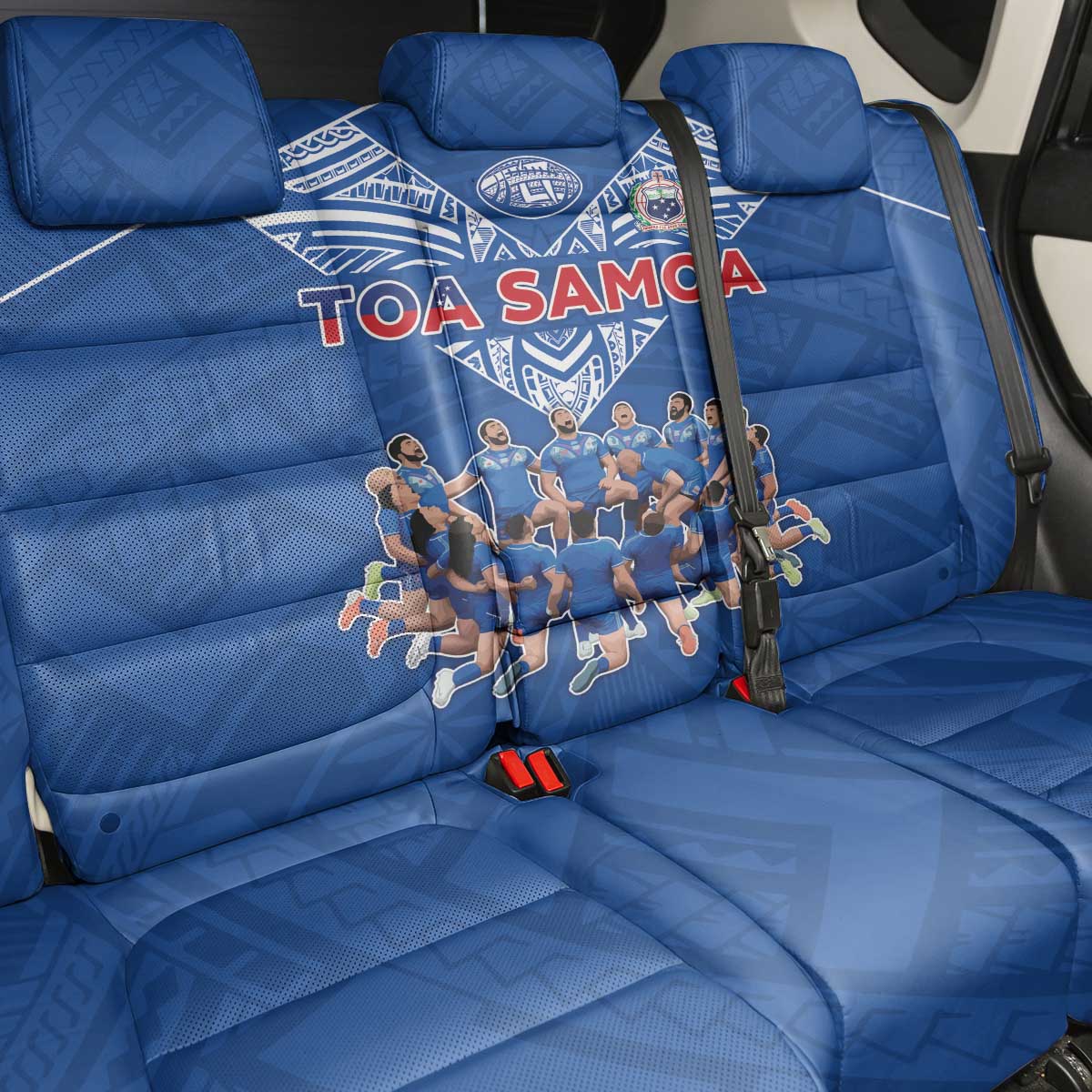 Toa Samoa Back Car Seat Cover Samoan Warrior Spirit Rugby - Polynesian Pride