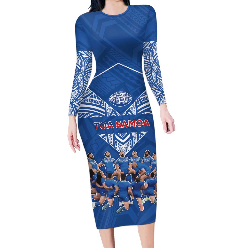 Toa Samoa Family Matching Long Sleeve Bodycon Dress and Hawaiian Shirt Samoan Warrior Spirit Rugby - Polynesian Pride