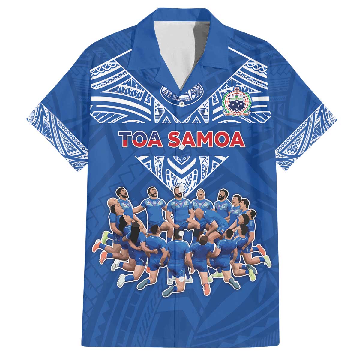 Toa Samoa Family Matching Off The Shoulder Long Sleeve Dress and Hawaiian Shirt Samoan Warrior Spirit Rugby - Polynesian Pride