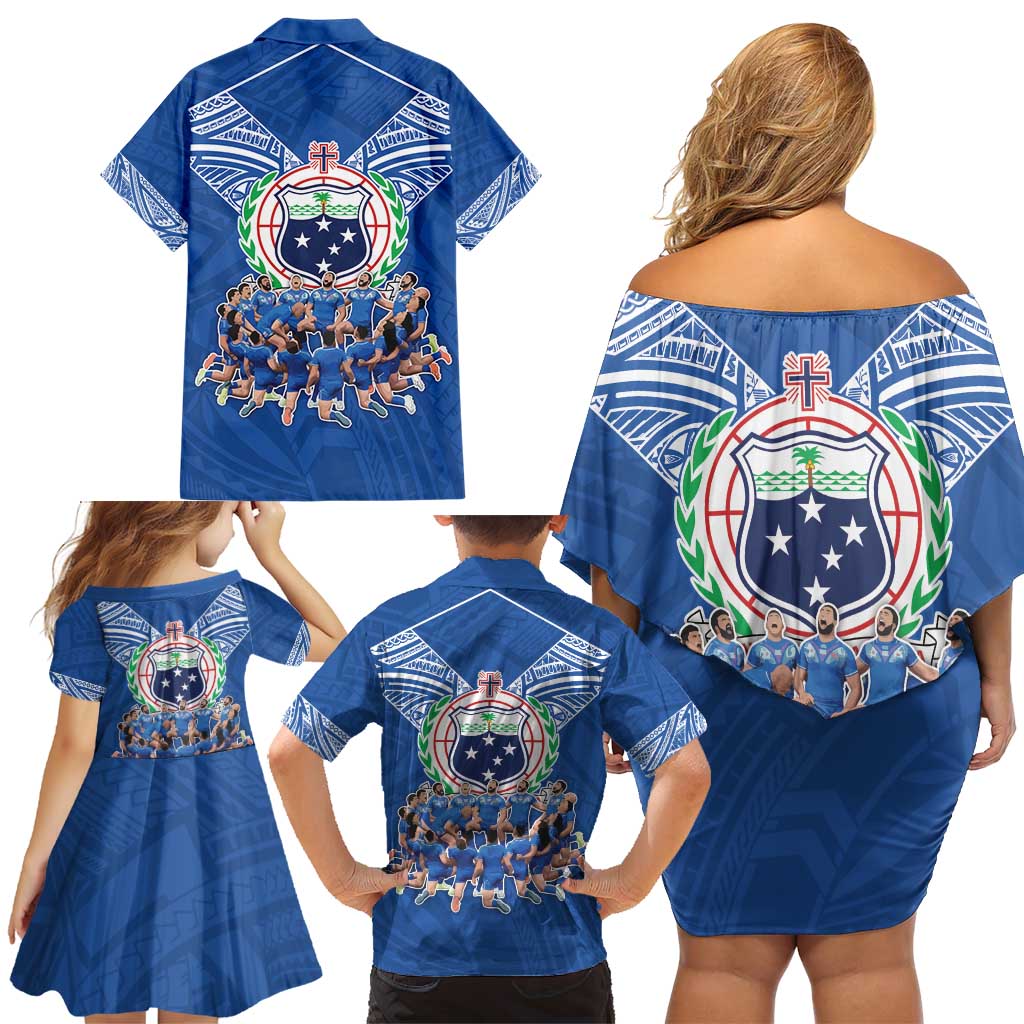 Toa Samoa Family Matching Off Shoulder Short Dress and Hawaiian Shirt Samoan Warrior Spirit Rugby - Polynesian Pride