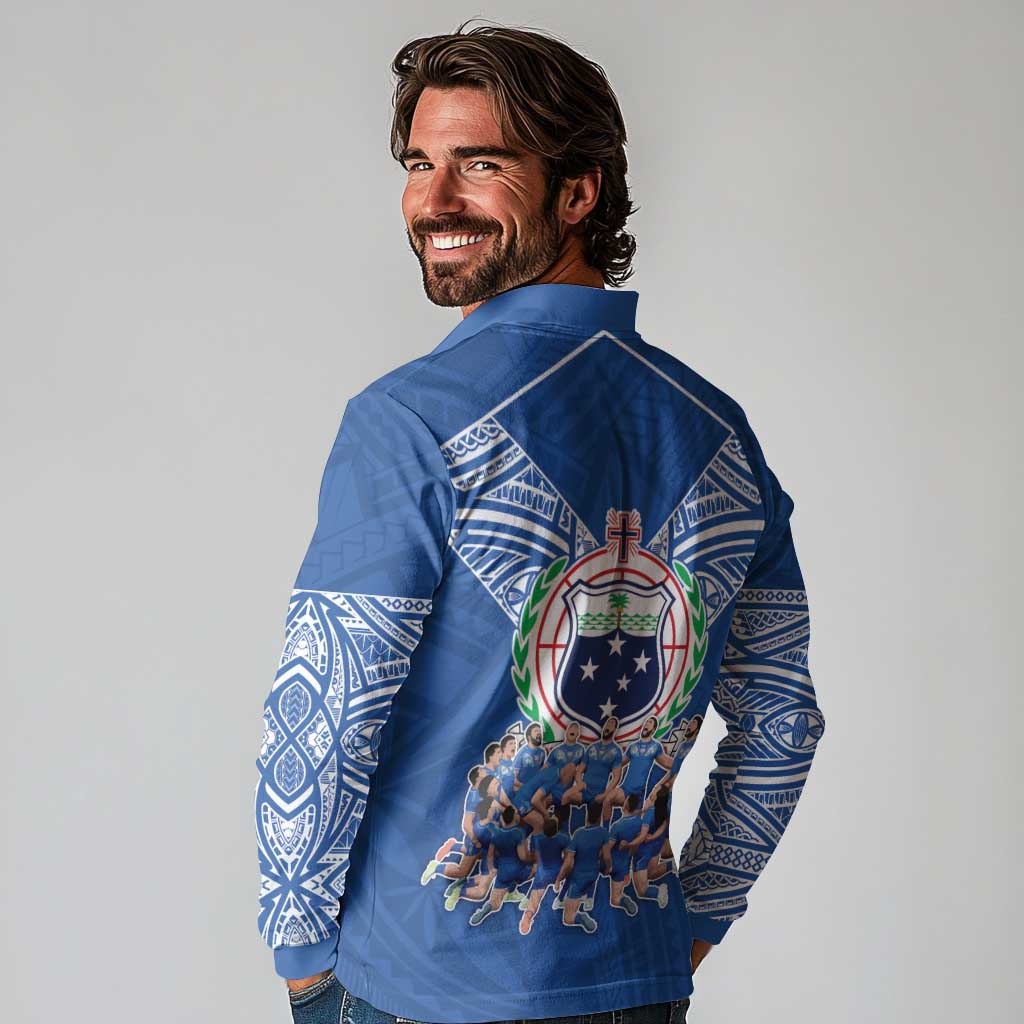Toa Samoa Long Sleeve Polo Shirt Samoan Warrior Spirit Rugby - Polynesian Pride
