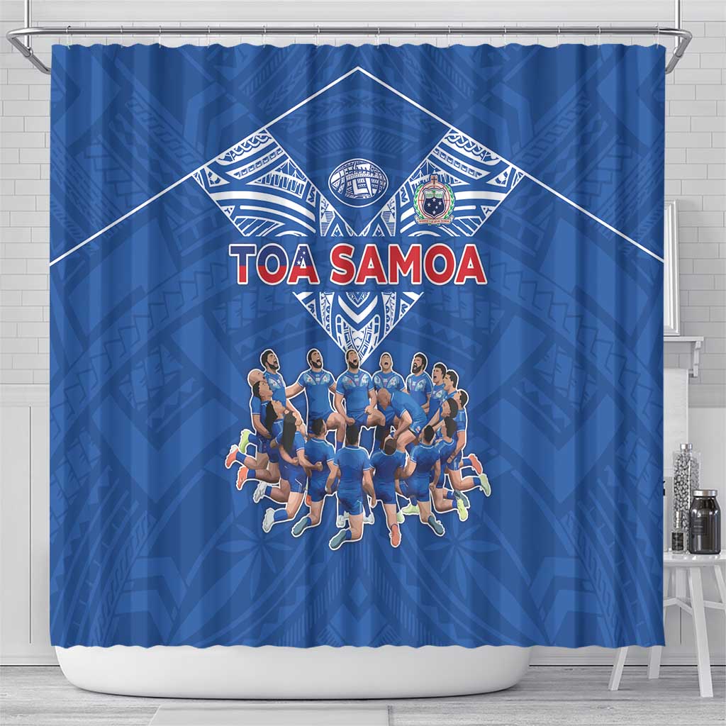Toa Samoa Shower Curtain Samoan Warrior Spirit Rugby - Polynesian Pride
