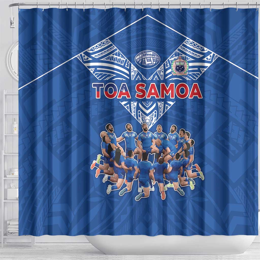 Toa Samoa Shower Curtain Samoan Warrior Spirit Rugby - Polynesian Pride