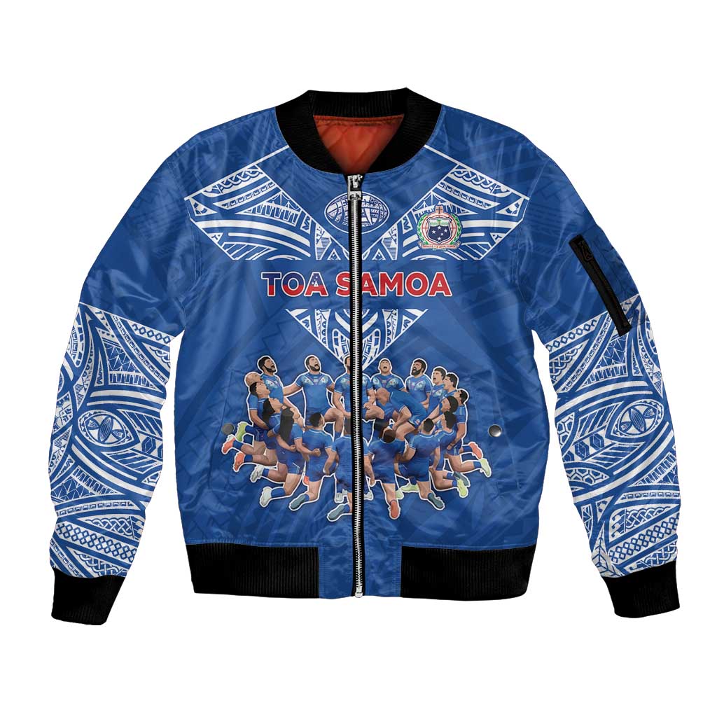 Toa Samoa Sleeve Zip Bomber Jacket Samoan Warrior Spirit Rugby - Polynesian Pride