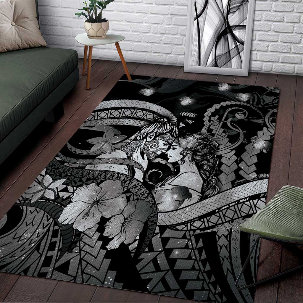 Maori Romantic Valentine Area Rug The Hongi Kiss Black Galaxy