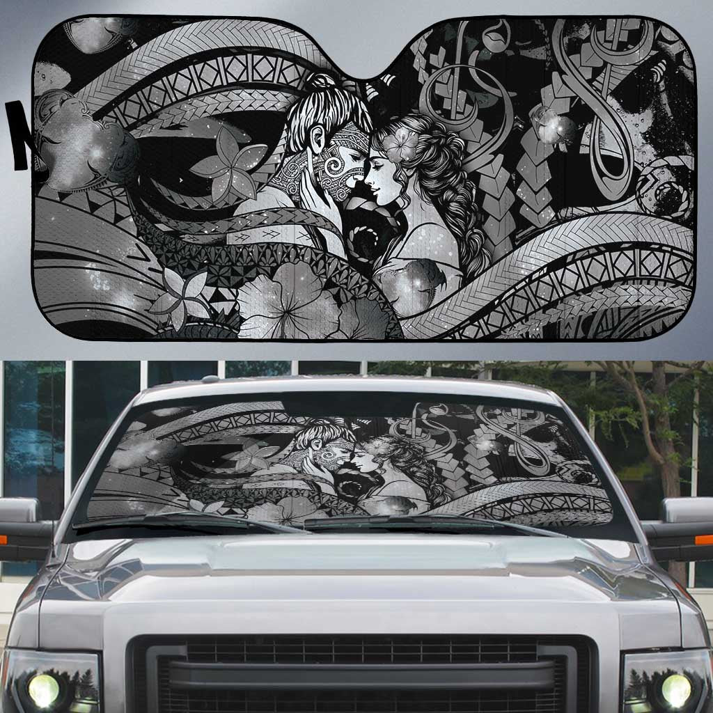 Maori Romantic Valentine Auto Sun Shade The Hongi Kiss Black Galaxy