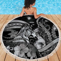 Maori Romantic Valentine Beach Blanket The Hongi Kiss Black Galaxy