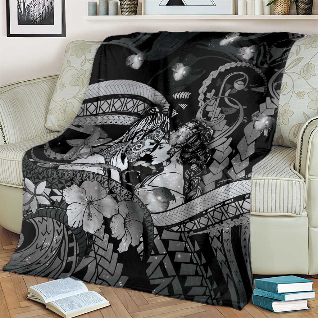 Maori Romantic Valentine Blanket The Hongi Kiss Black Galaxy