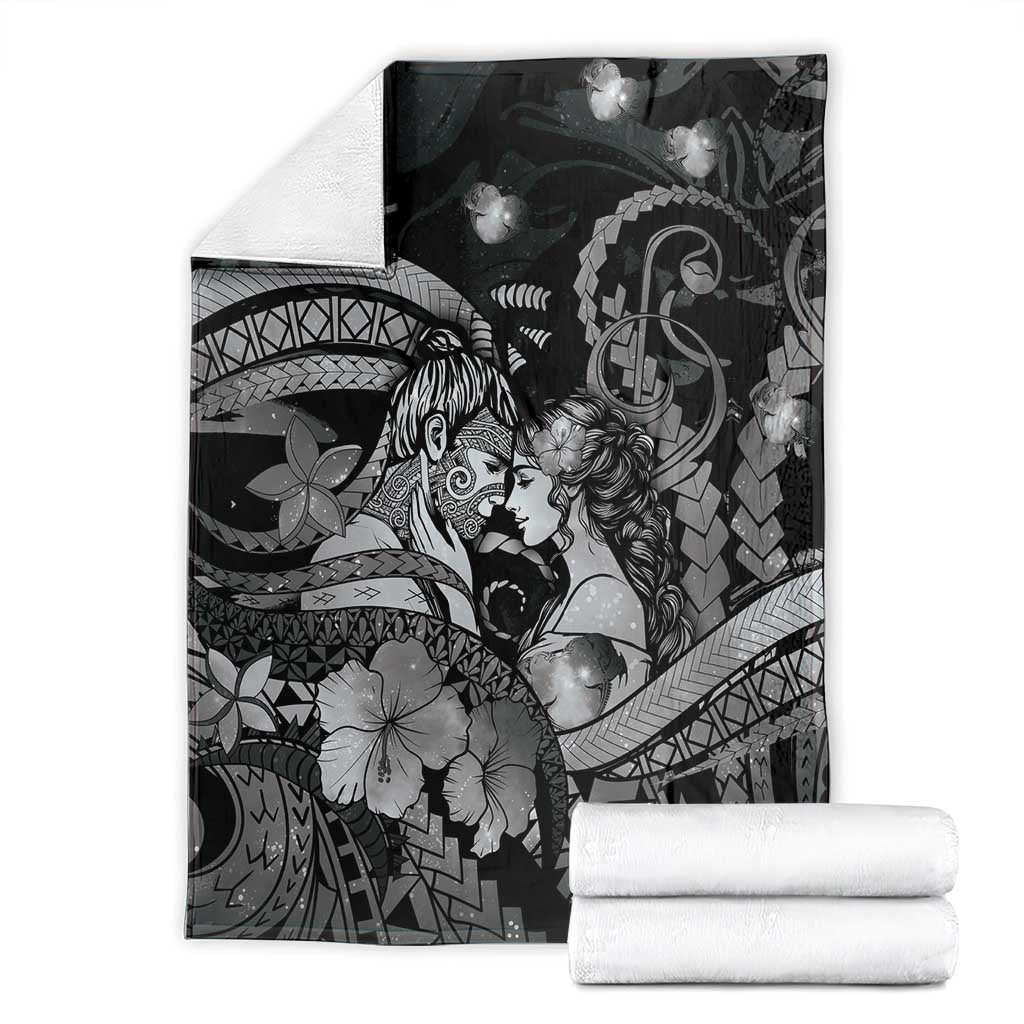Maori Romantic Valentine Blanket The Hongi Kiss Black Galaxy