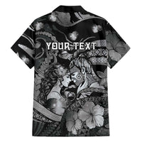 Personalised Maori Romantic Valentine Family Matching Puletasi and Hawaiian Shirt The Hongi Kiss Black Galaxy DT05 - Polynesian Pride