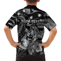 Personalised Maori Romantic Valentine Kid Hawaiian Shirt The Hongi Kiss Black Galaxy