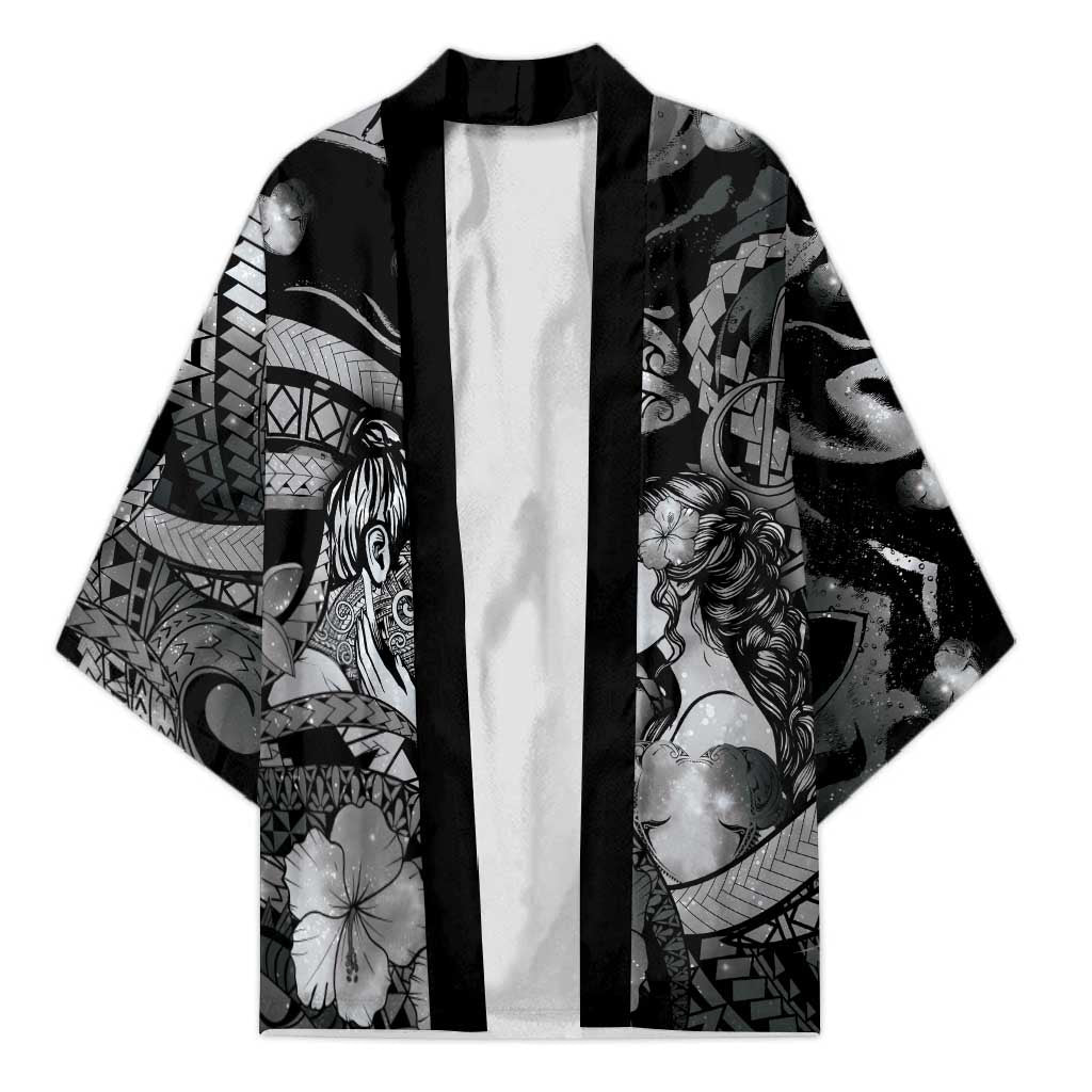 Personalised Maori Romantic Valentine Kimono The Hongi Kiss Black Galaxy