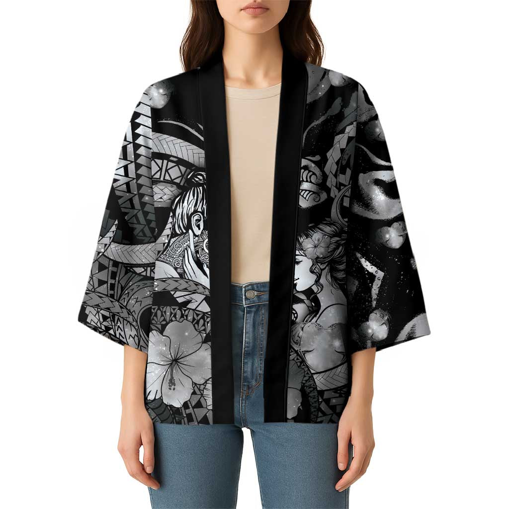 Personalised Maori Romantic Valentine Kimono The Hongi Kiss Black Galaxy